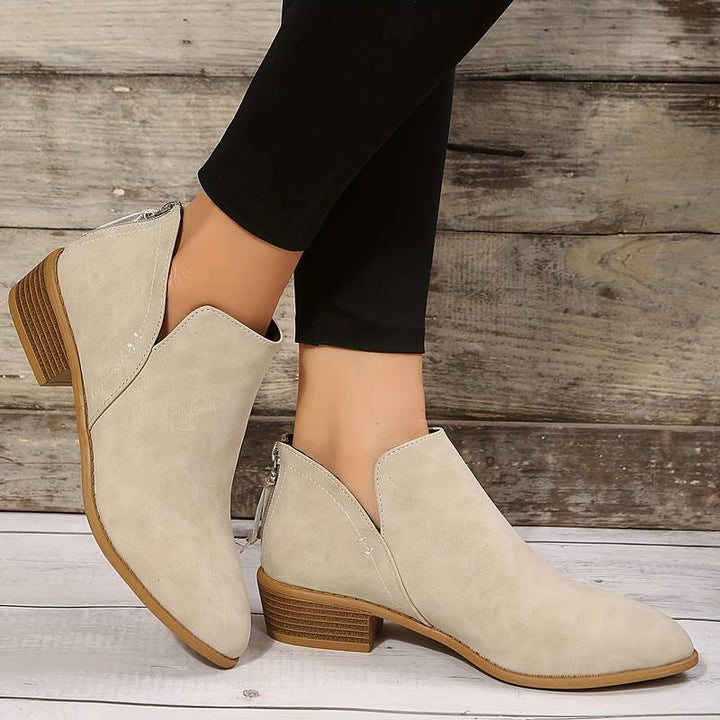 Vera | Suede Ankle Boots with Pointed Toe and Block Heel