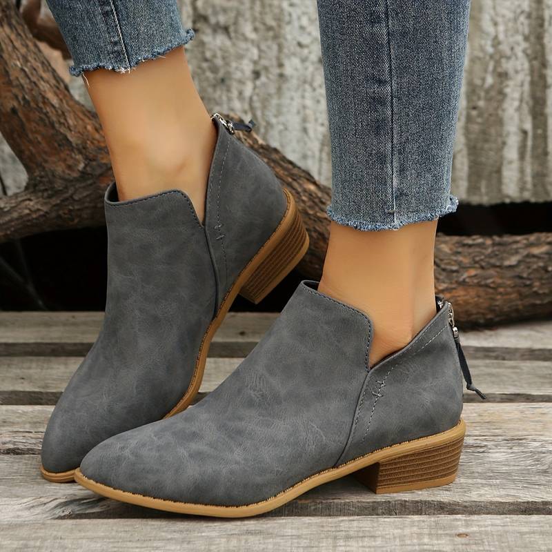 Vera | Suede Ankle Boots with Pointed Toe and Block Heel