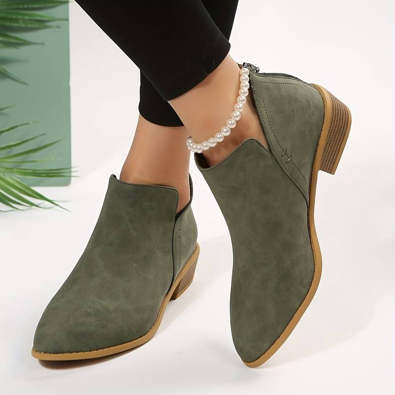 Vera | Suede Ankle Boots with Pointed Toe and Block Heel