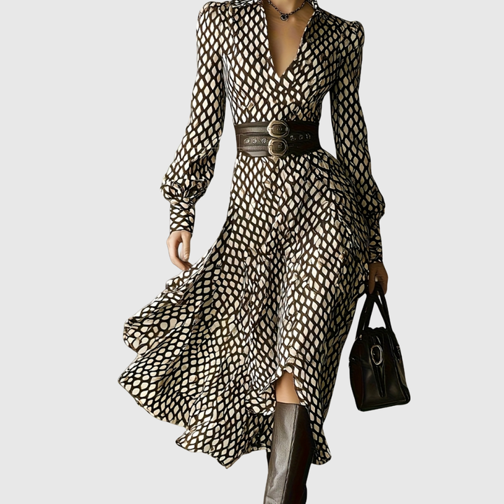 Leona | Geometric Winter Print Dress