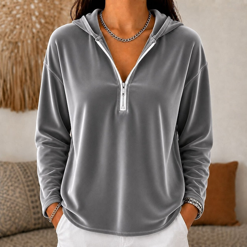 Kendall | Women's Velvet Quarter Zip Hoodie
