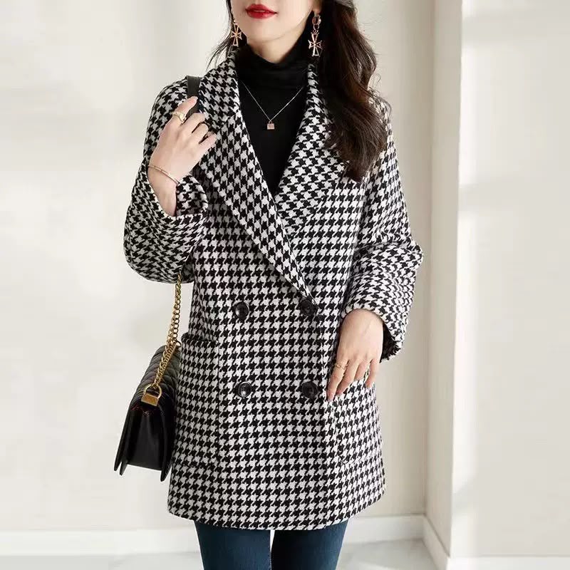 Millie | Women's Wool Houndstooth Blazer Coat