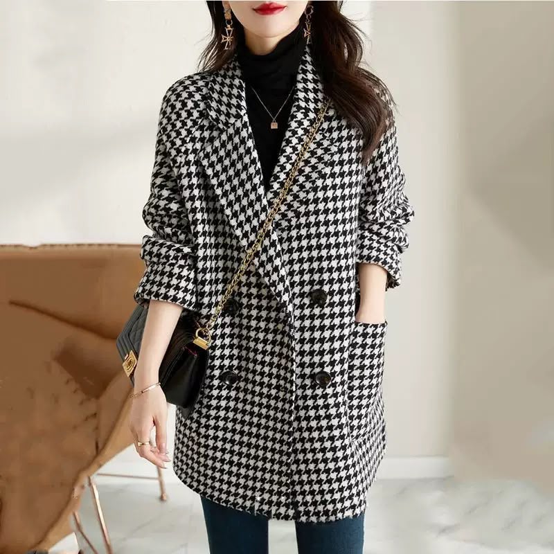 Millie | Women's Wool Houndstooth Blazer Coat