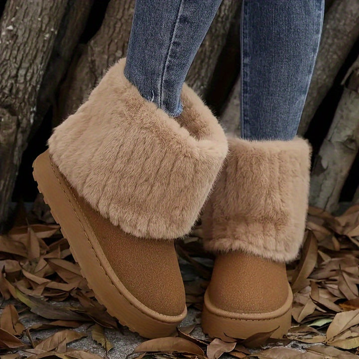Kristin | Warm Platform Snow Boots with Fluffy Fur Cuff