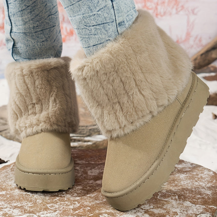 Kristin | Warm Platform Snow Boots with Fluffy Fur Cuff