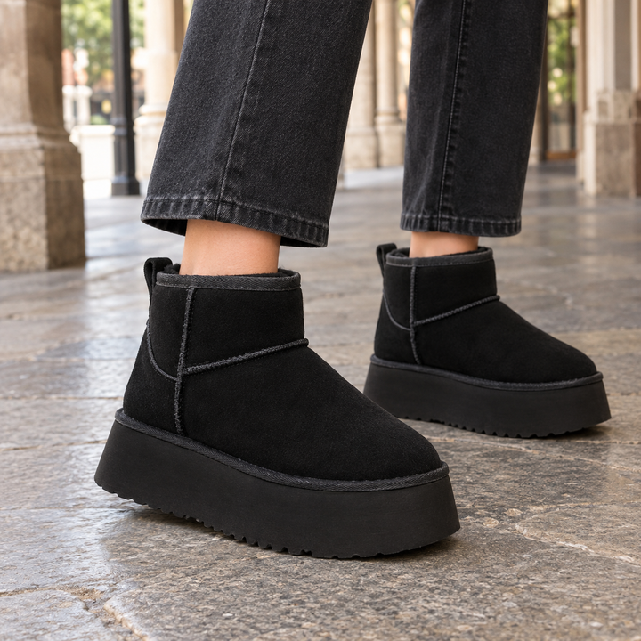 Leyla | Women's Suede Platform Ankle Boots with Fleece Lining