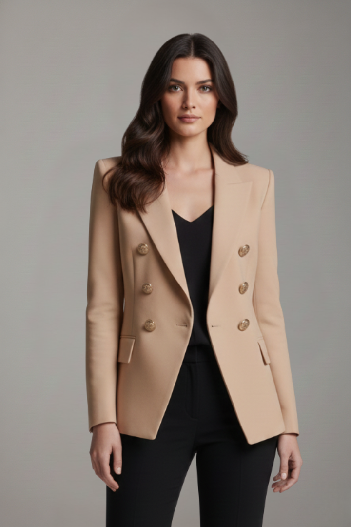Siwan | Women’s Double-Breasted Blazer with Gold-Tone Button Details