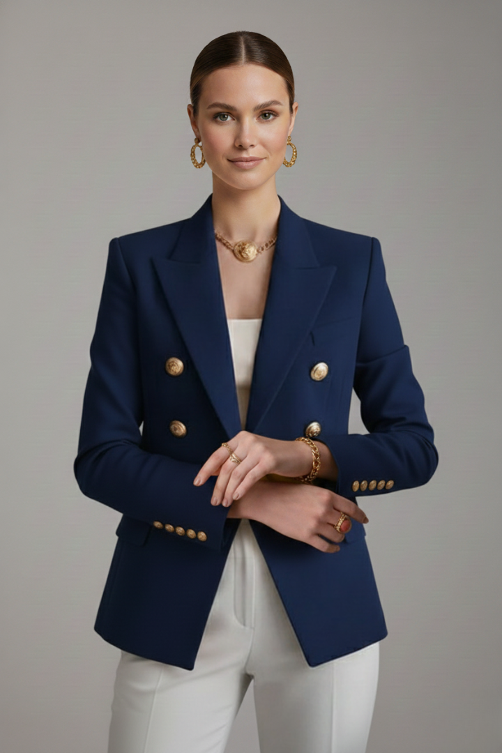Siwan | Women’s Double-Breasted Blazer with Gold-Tone Button Details