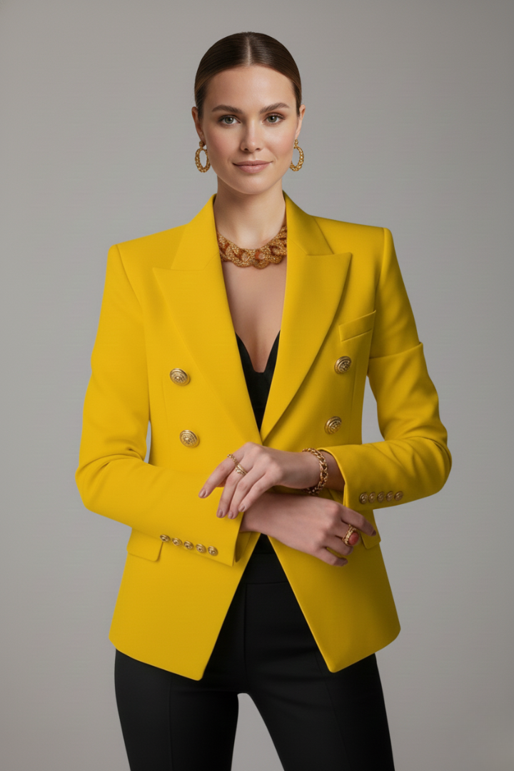 Siwan | Women’s Double-Breasted Blazer with Gold-Tone Button Details