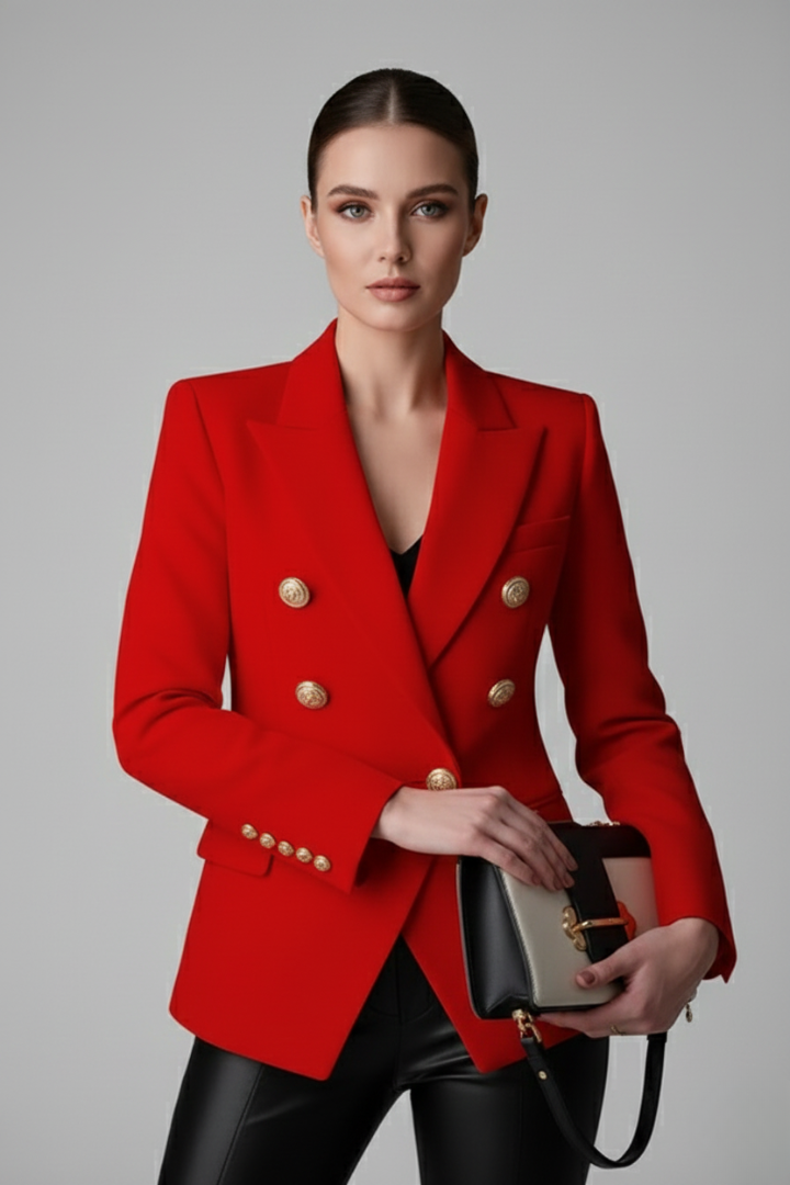 Siwan | Women’s Double-Breasted Blazer with Gold-Tone Button Details