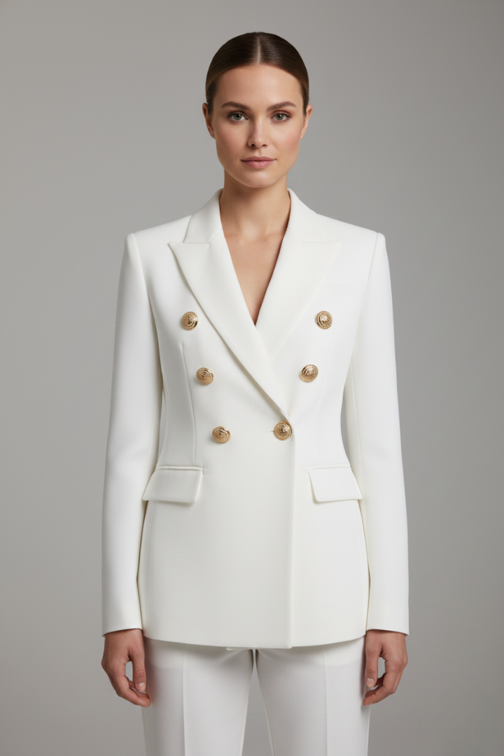 Siwan | Women’s Double-Breasted Blazer with Gold-Tone Button Details