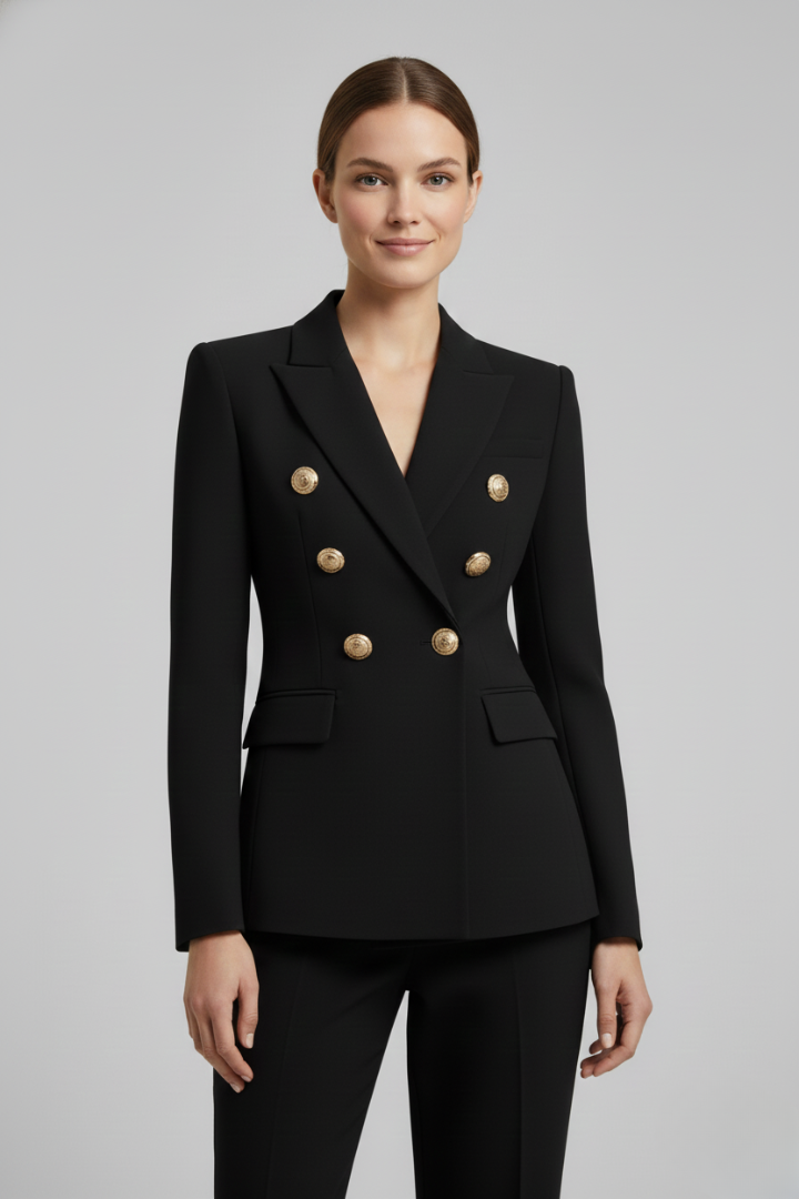 Siwan | Women’s Double-Breasted Blazer with Gold-Tone Button Details