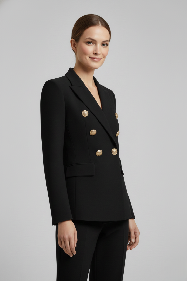 Siwan | Women’s Double-Breasted Blazer with Gold-Tone Button Details