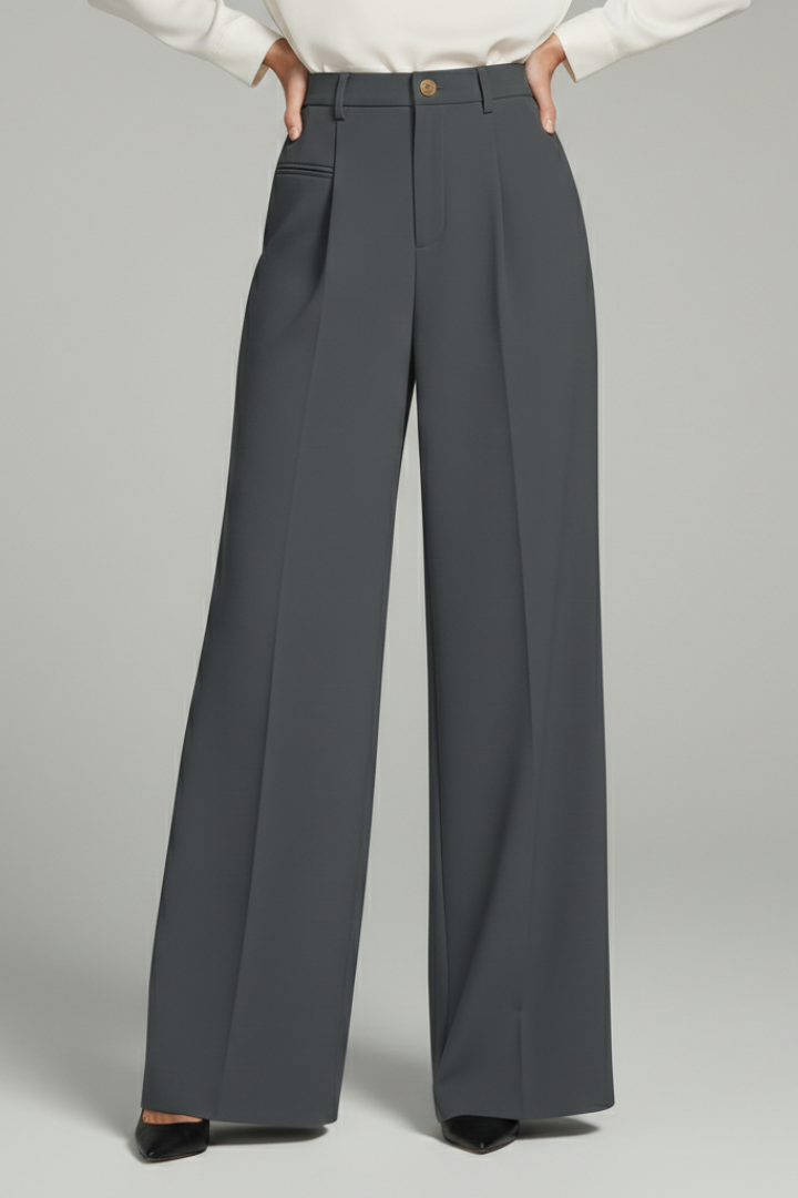 Livia | Women’s Palazzo Trousers with Front Pleats and Back Pockets