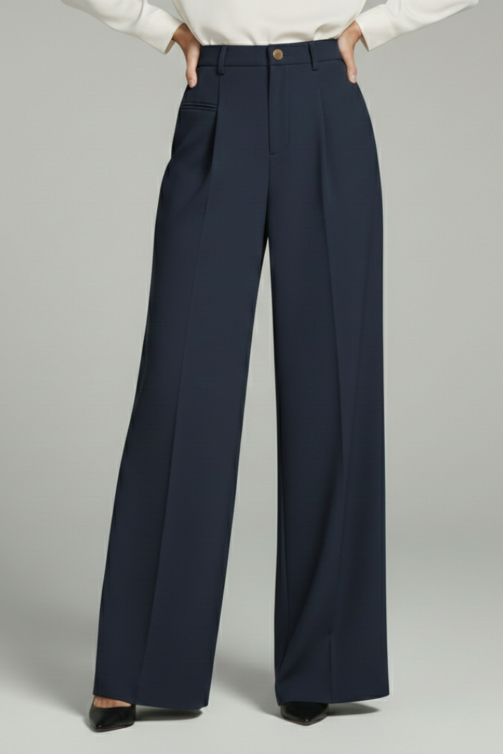 Livia | Women’s Palazzo Trousers with Front Pleats and Back Pockets