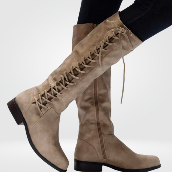 Padget | Women's Knee-High Lace-Up Leather Boots