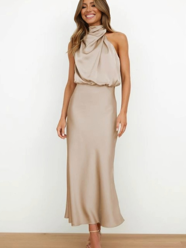 Doris | Women's Chic Halter-Neck Wedding Guest Dress