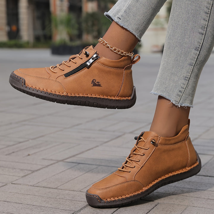Mia | Orthopaedic Lace-Up Ankle Sneakers with Side Zip Detail