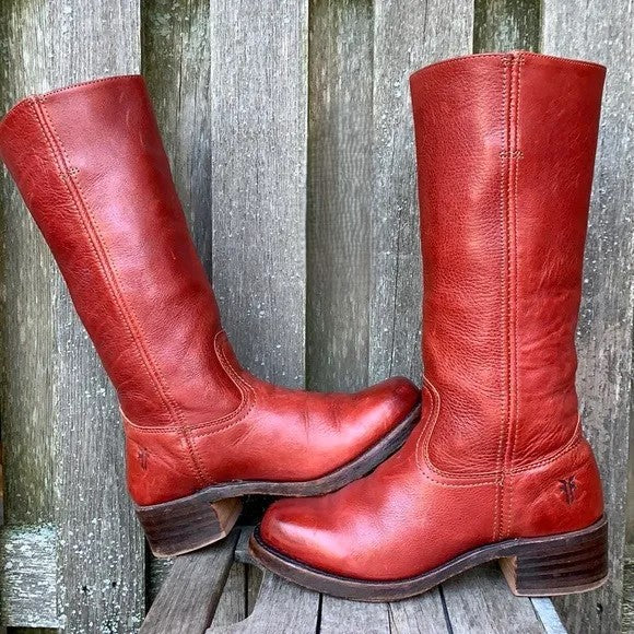 Charlotte | Classic Leather Knee-High Boots with Block Heel