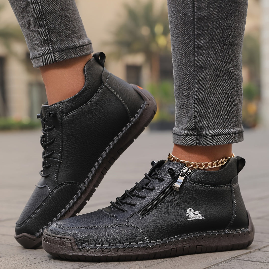 Mia | Orthopaedic Lace-Up Ankle Sneakers with Side Zip Detail