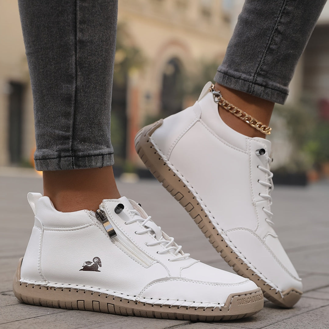 Mia | Orthopaedic Lace-Up Ankle Sneakers with Side Zip Detail