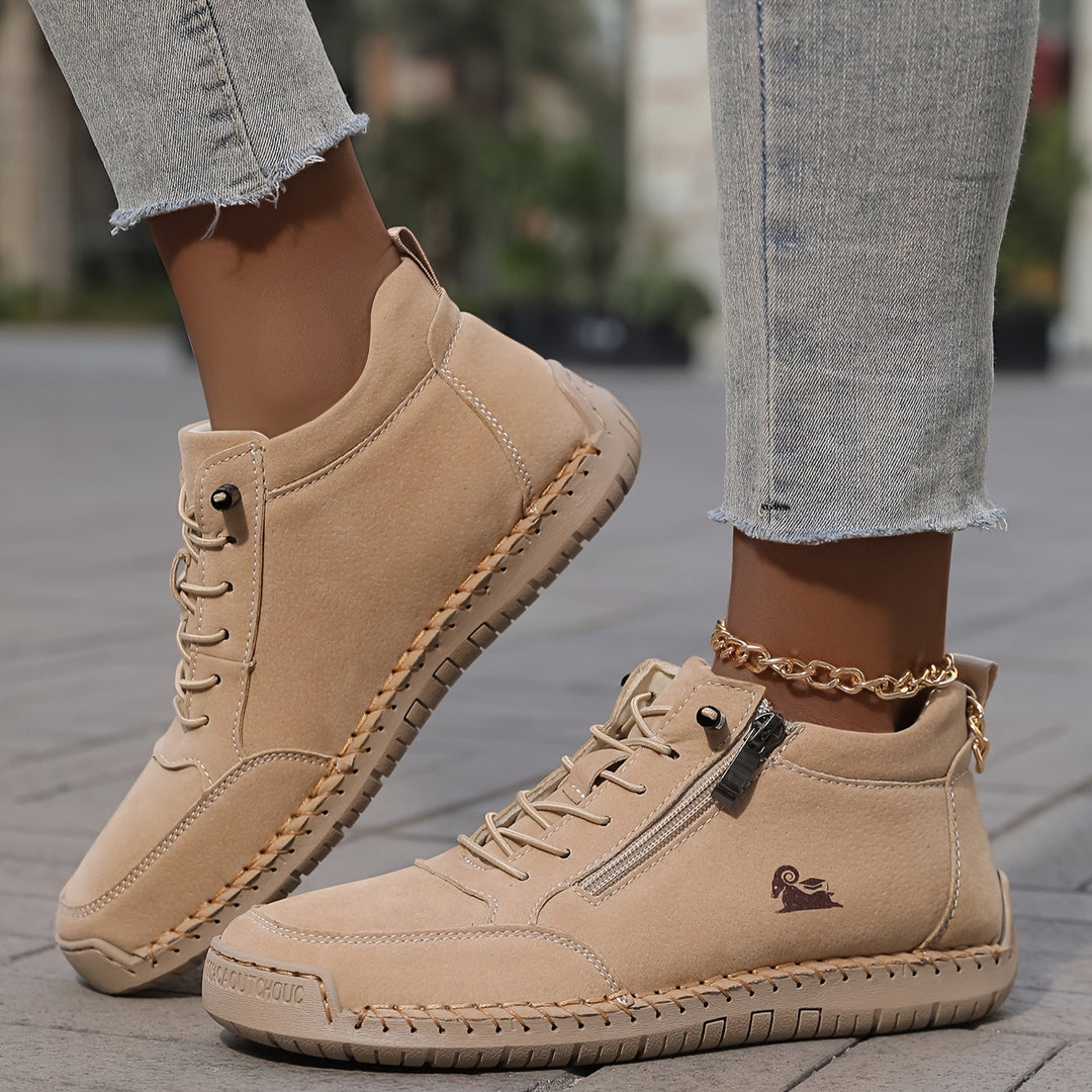Mia | Orthopaedic Lace-Up Ankle Sneakers with Side Zip Detail