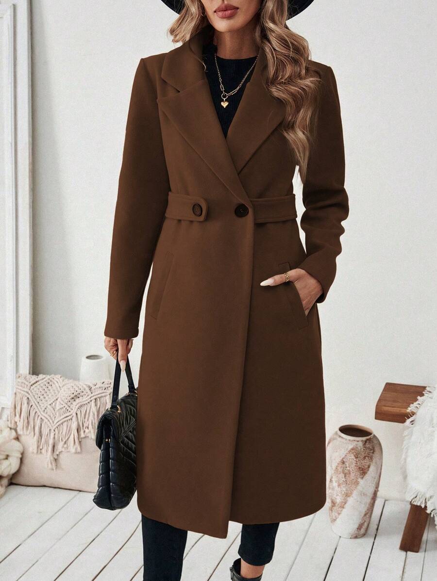 Buffy | Women's Tailored Wool Coat with Belted Waist and Side Pockets