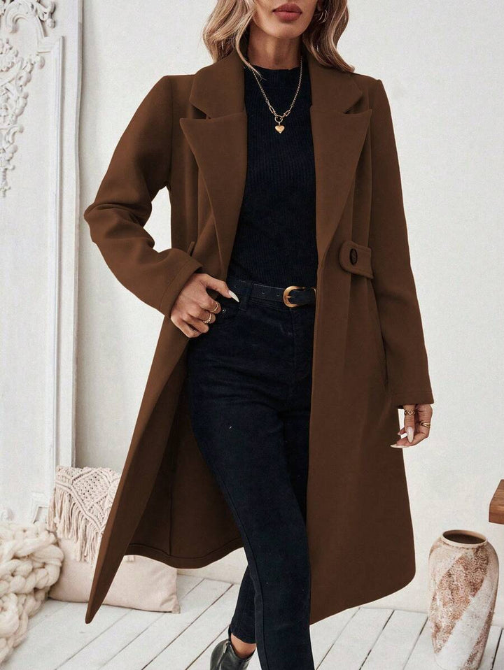 Buffy | Women's Tailored Wool Coat with Belted Waist and Side Pockets
