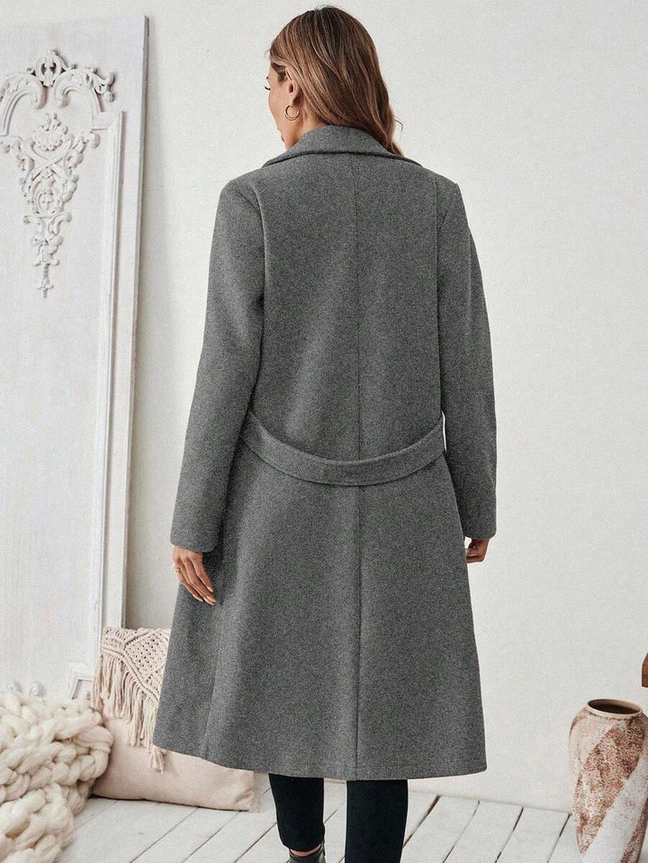 Buffy | Women's Tailored Wool Coat with Belted Waist and Side Pockets