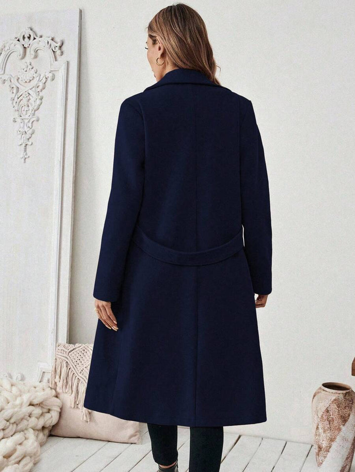 Buffy | Women's Tailored Wool Coat with Belted Waist and Side Pockets