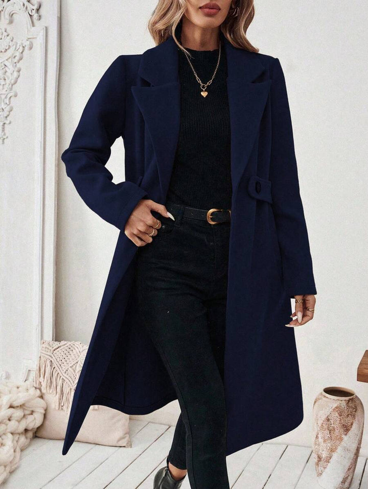 Buffy | Women's Tailored Wool Coat with Belted Waist and Side Pockets