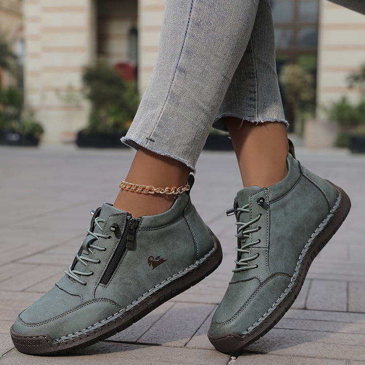 Mia | Orthopaedic Lace-Up Ankle Sneakers with Side Zip Detail