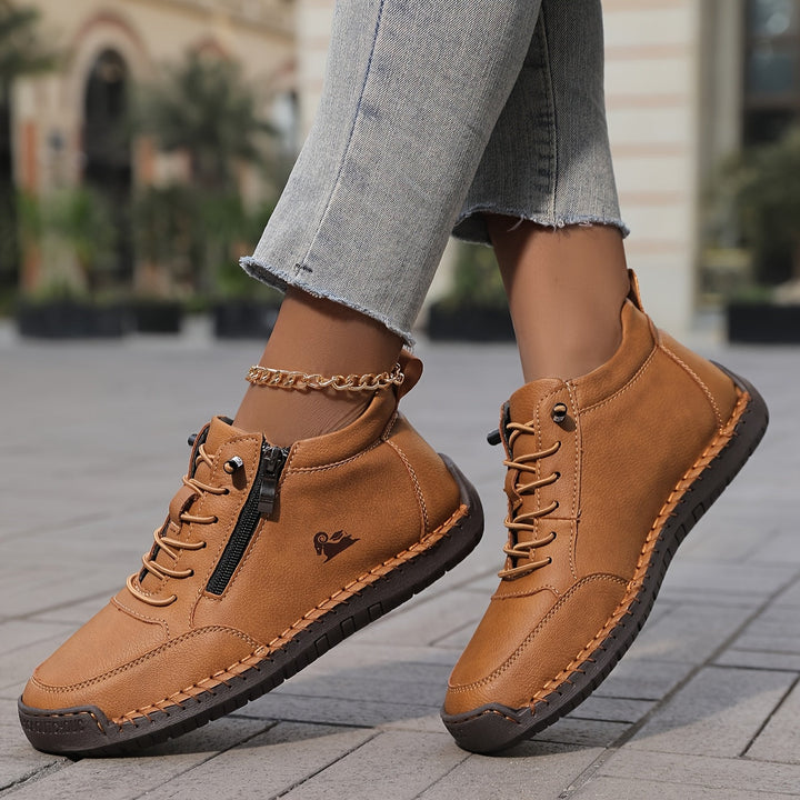 Mia | Orthopaedic Lace-Up Ankle Sneakers with Side Zip Detail