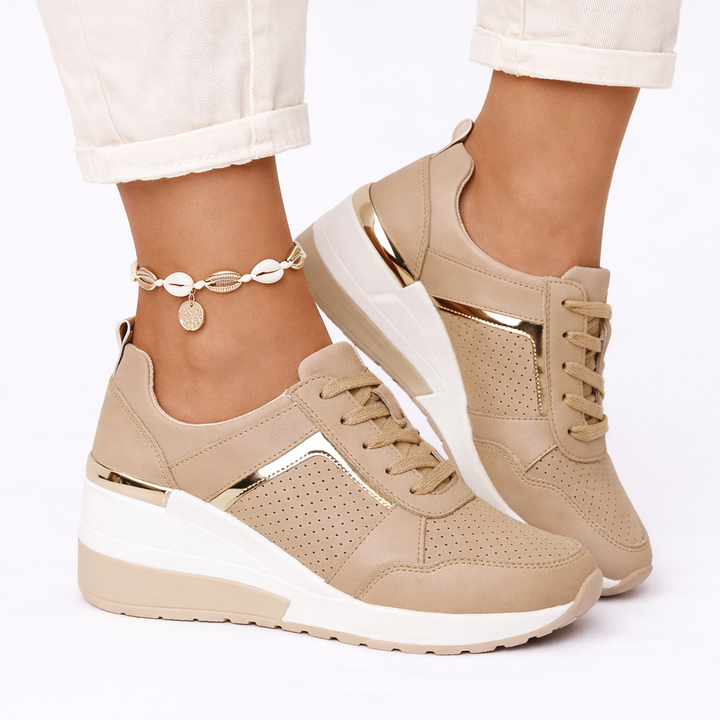 Camille | Orthopedic Wedge Sneakers with Metallic Details