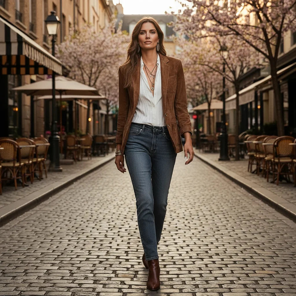 Alice | Button-Down Suede Blazer for Women