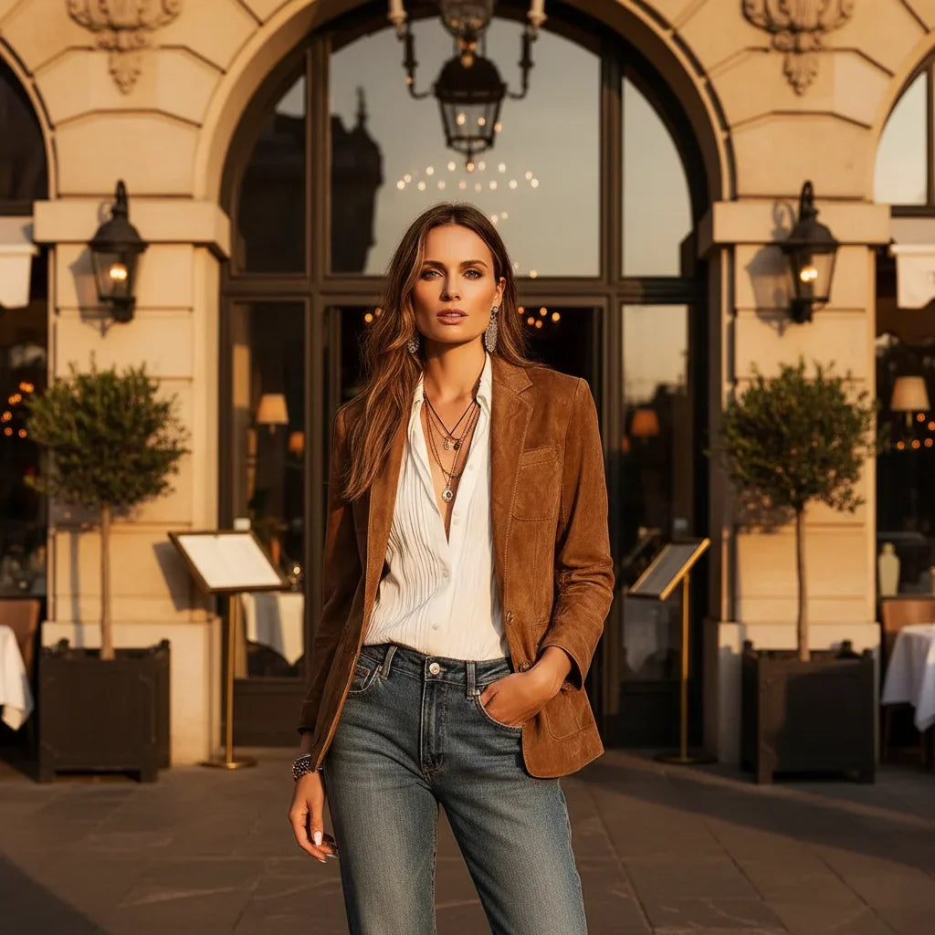 Alice | Button-Down Suede Blazer for Women