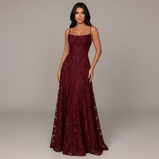 Élise Rouge Lace Dress