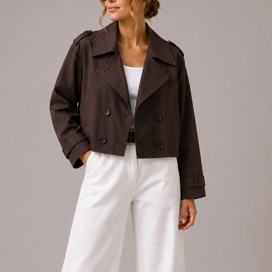 Rosalie | Women's Cropped Double-Breasted Trench Jacket