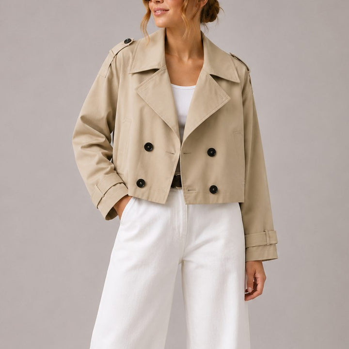 Rosalie | Women's Cropped Double-Breasted Trench Jacket