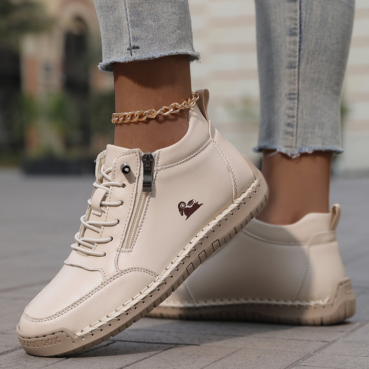 Mia | Orthopaedic Lace-Up Ankle Sneakers with Side Zip Detail