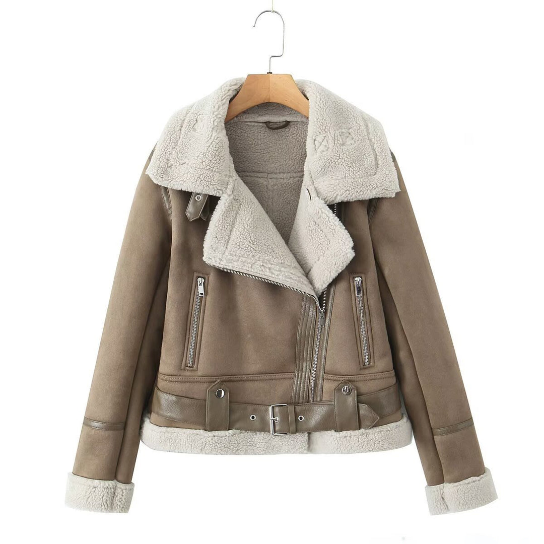Leanna | Women's Sherpa-Lined Suede Aviator Jacket