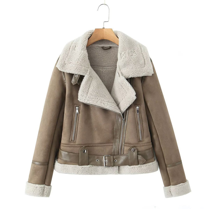 Leanna | Women's Sherpa-Lined Suede Aviator Jacket