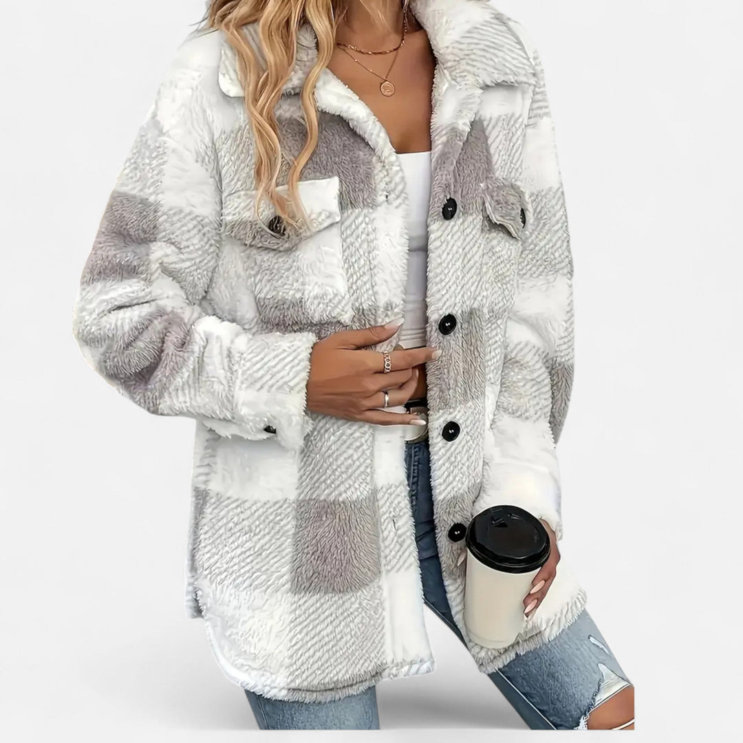 Kairi | Women's Plush Sherpa Checkered Shirt Jacket