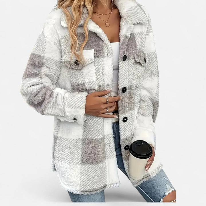 Kairi | Women's Plush Sherpa Checkered Shirt Jacket