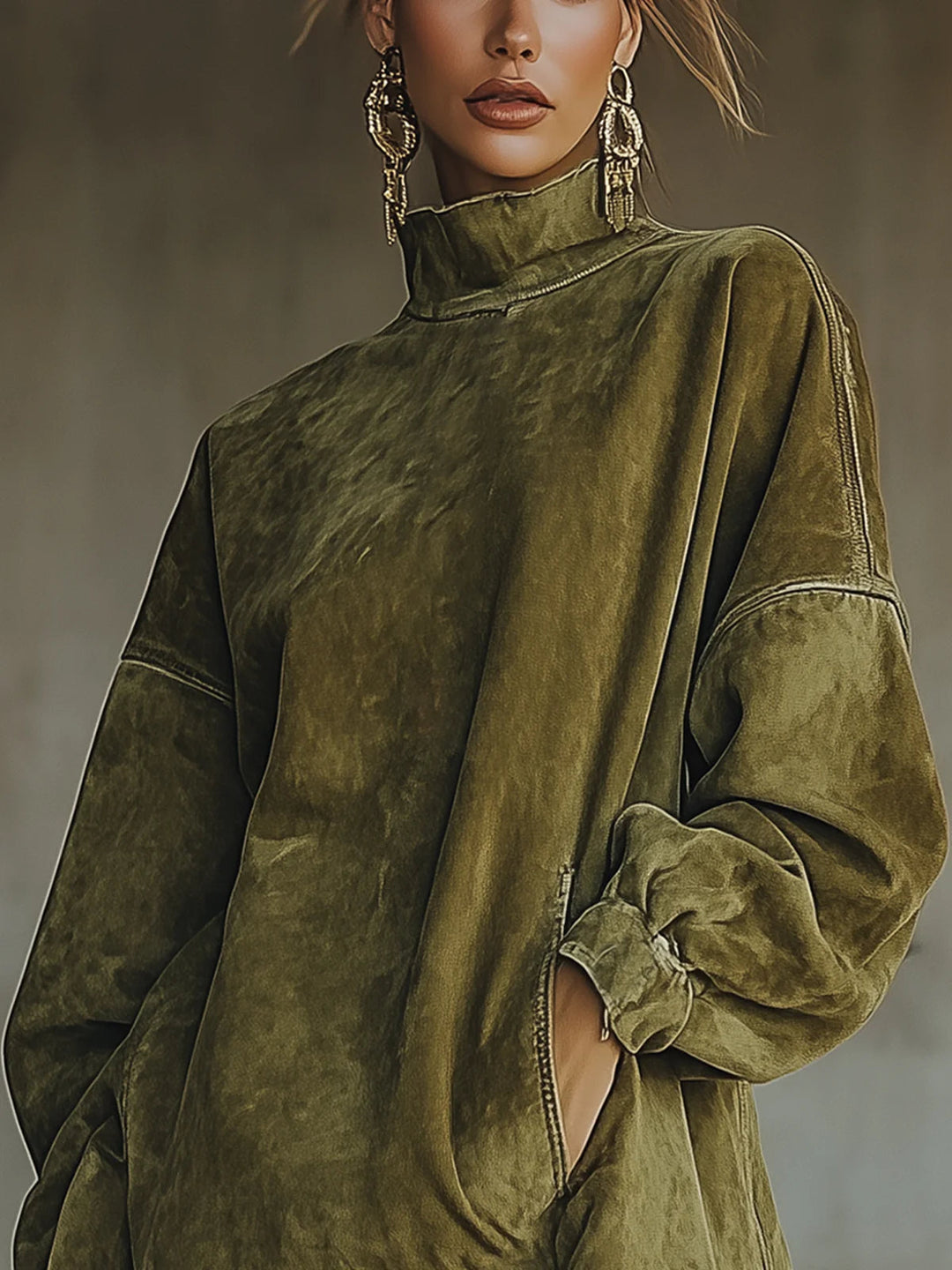 Laurie | Autumn Sweater Mini Dress with Knit Mock Neck