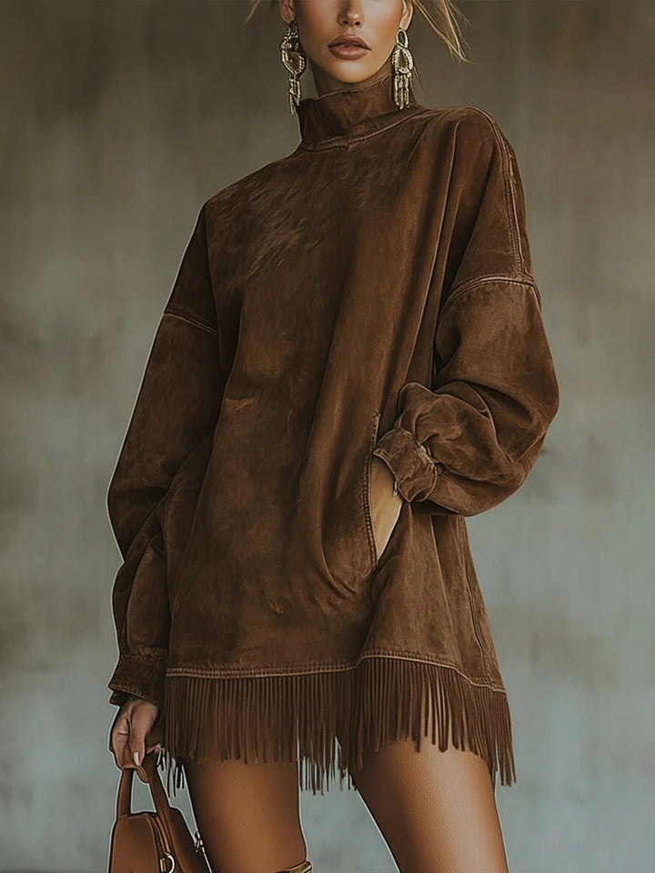 Laurie | Autumn Sweater Mini Dress with Knit Mock Neck