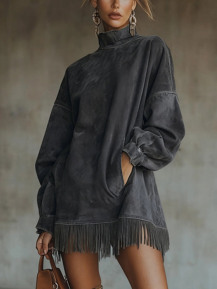 Laurie | Autumn Sweater Mini Dress with Knit Mock Neck