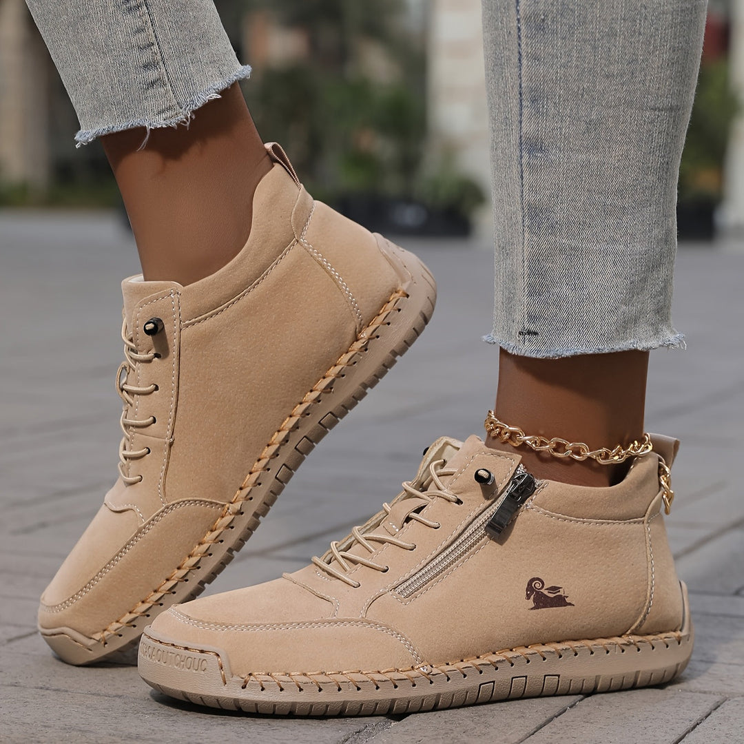 Mia | Orthopaedic Lace-Up Ankle Sneakers with Side Zip Detail