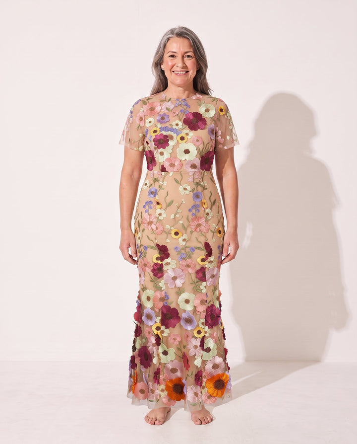 Viola | Floral Autumn Wedding Guest Midi Dress