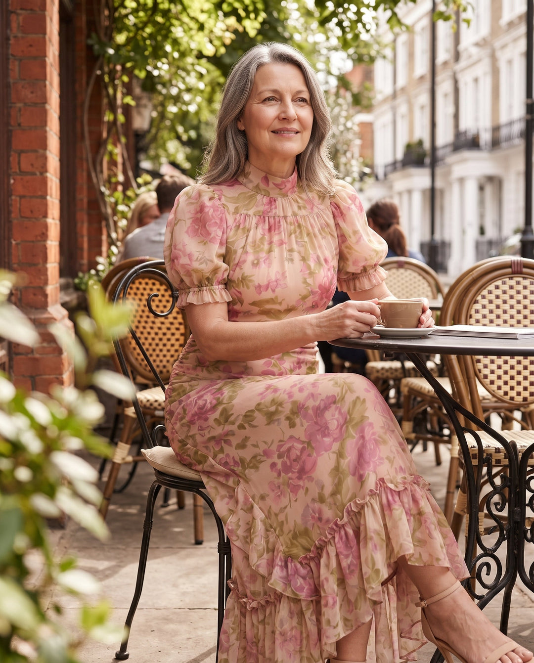 Bernice | Floral Print Puff Sleeve Ruffle Autumn Maxi Dress